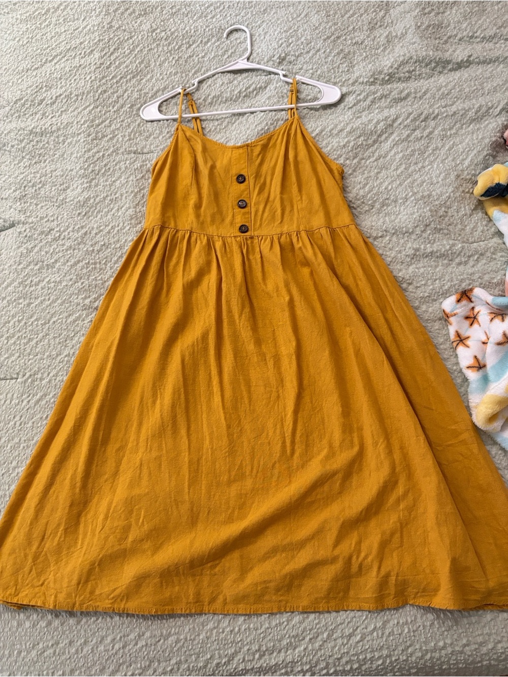 J for Justify Girls' Mustard Yellow Spaghetti-Strap Button Sundress